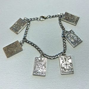 Handmade Tarot Card Hypoallergenic Stainless Charm Bracelet Punk Goth Celtic